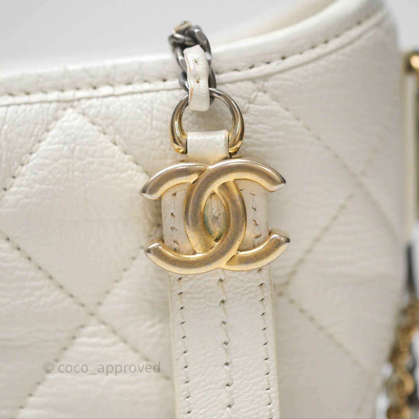 Chanel Small Gabrielle Hobo White Patent Goatskin Mixed Hardware