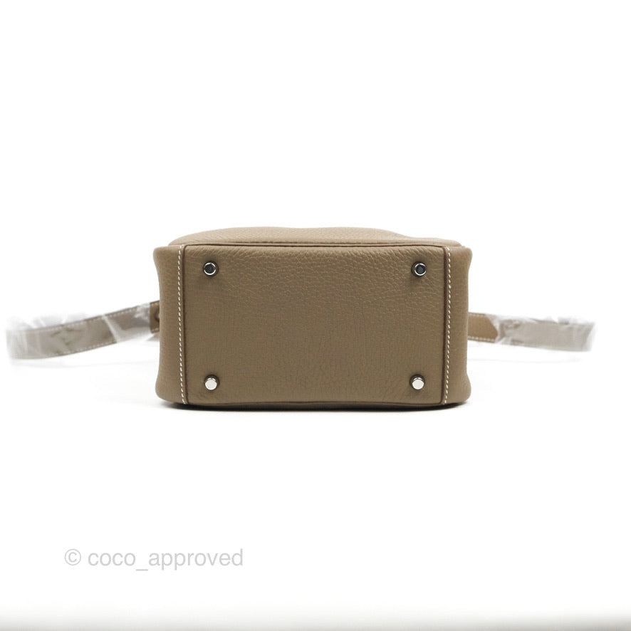 Hermès Mini Lindy 20 Etoupe Clemence Silver Hardware