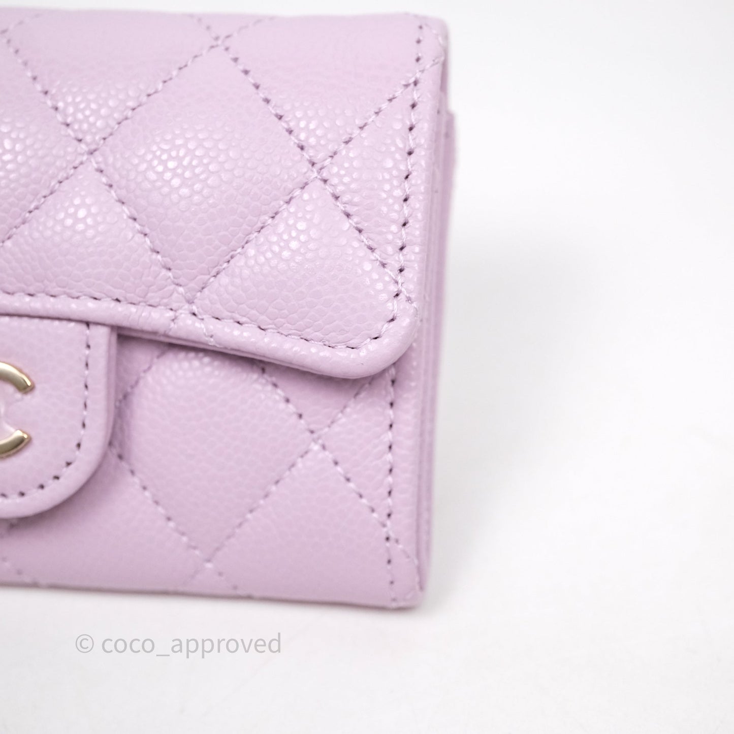 Chanel Quilted Flap Card Holder Purple Caviar Gold Hardware