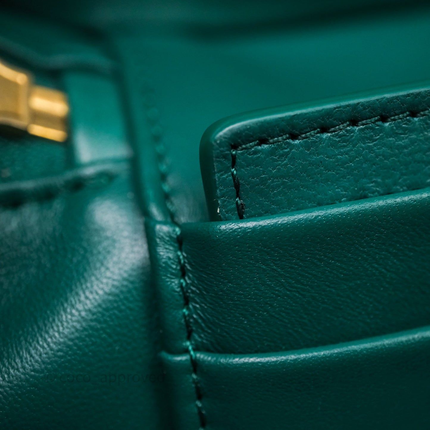 Chanel Small Vanity Case Green Shearling Aged Gold Hardware 22A