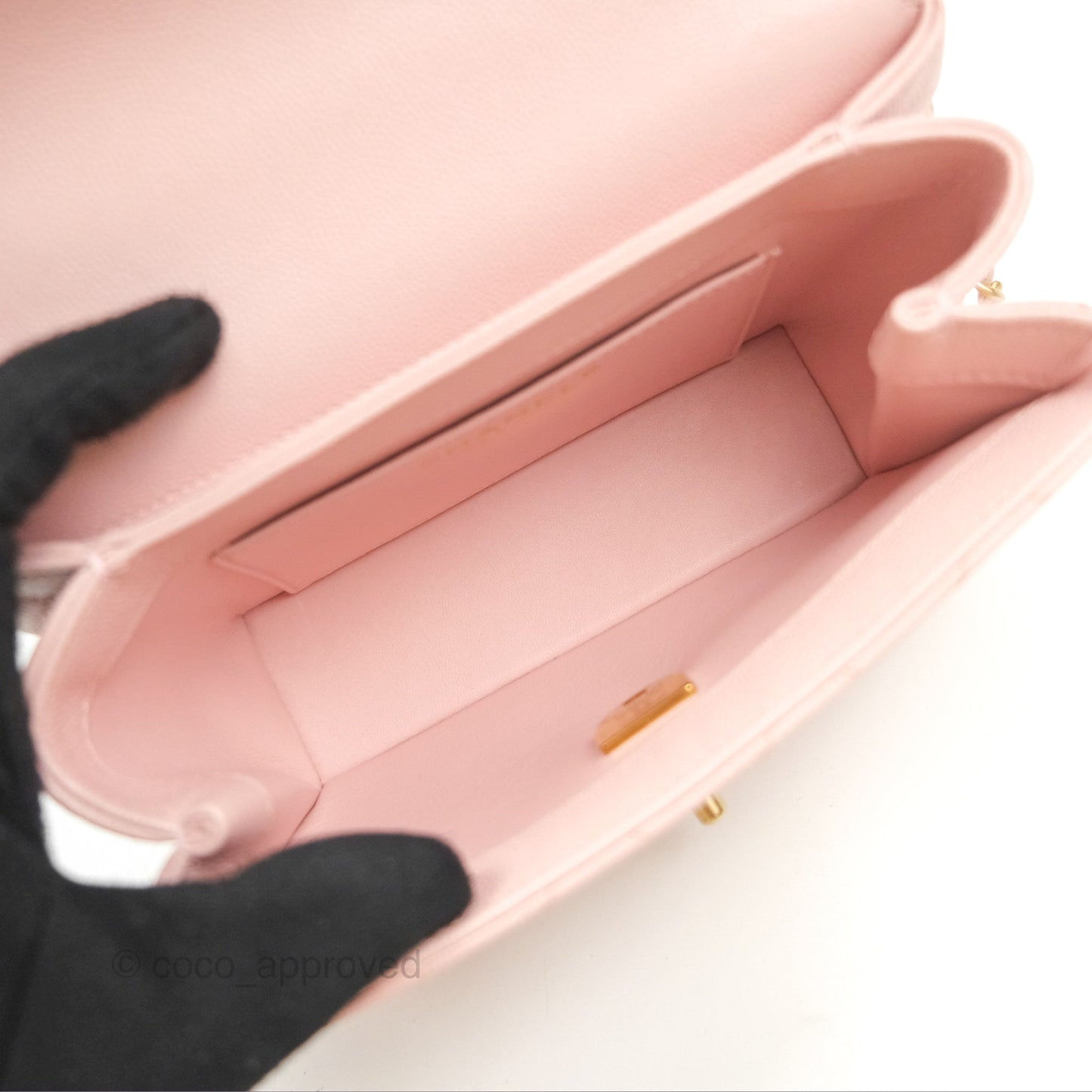 Chanel Carry Me Top Handle Flap Bag Pink Caviar Aged Gold Hardware 23S