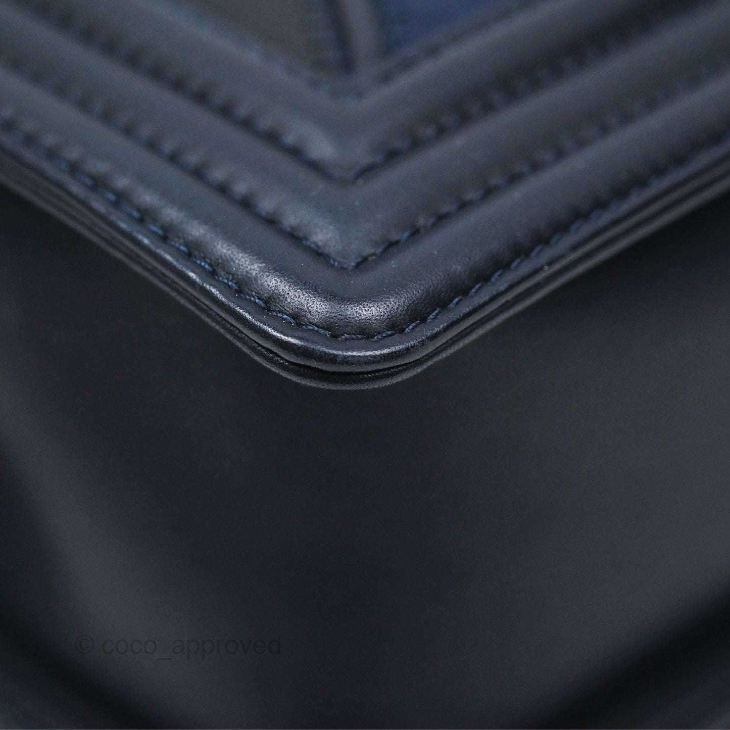 Chanel Medium Boy Chevron Navy Caviar/ Calfskin/ Suede Aged Gold Hardware