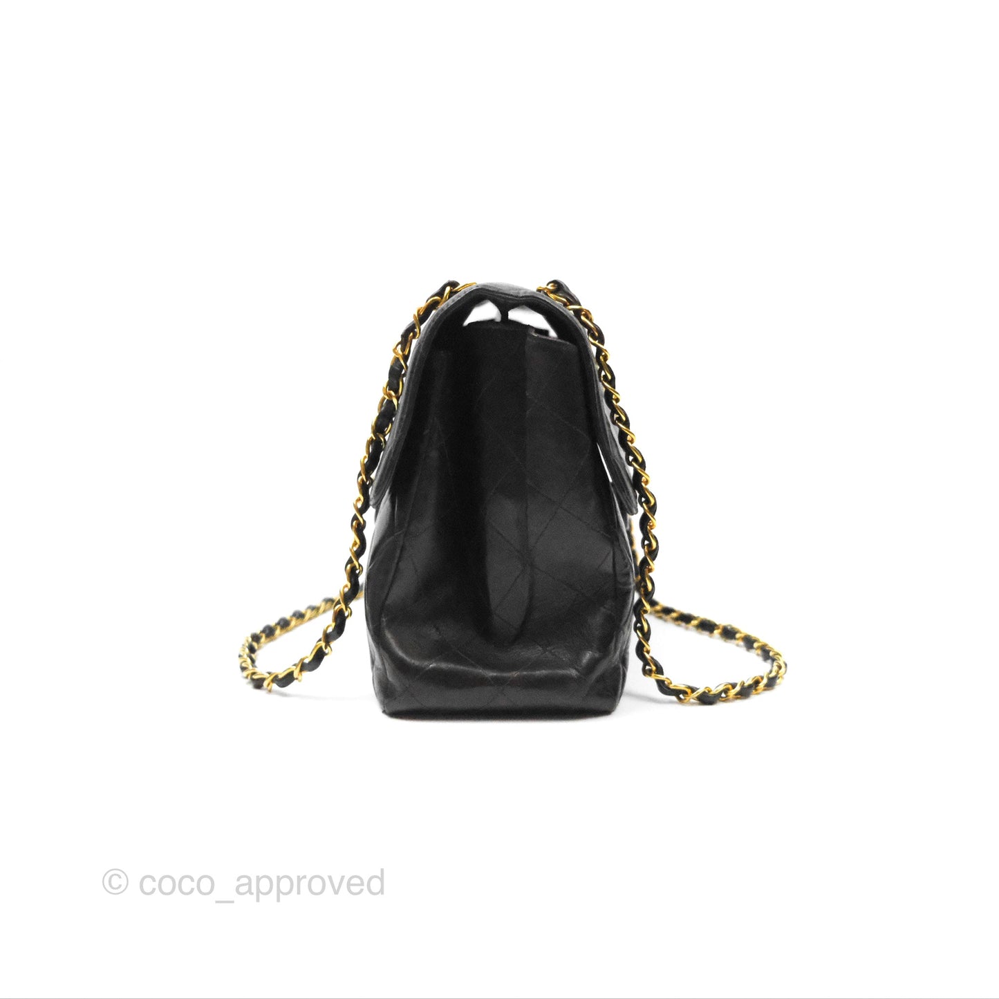 Chanel Vintage Double Sided Jumbo Flap Black Lambskin 24K Gold Hardware