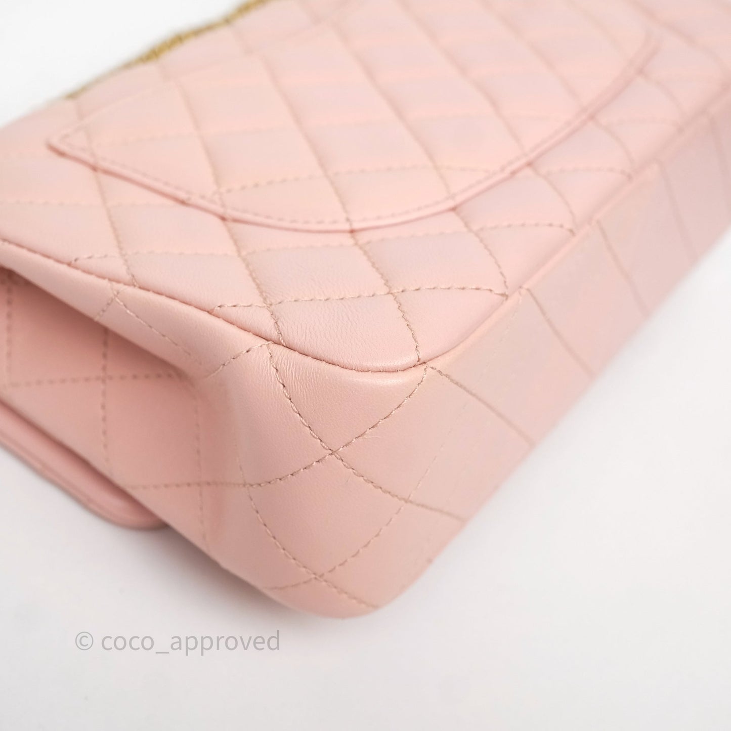 Chanel Quilted Flap Bag With Camellia Adjustable Lambskin Pink Aged Gold Hardware
