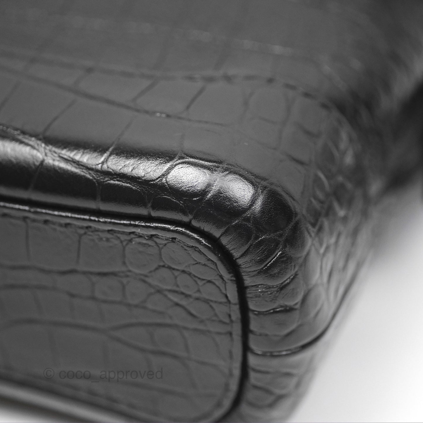 Chanel Small Gabrielle Hobo with Logo Handle Quilted Black Croc Embossed Calfskin