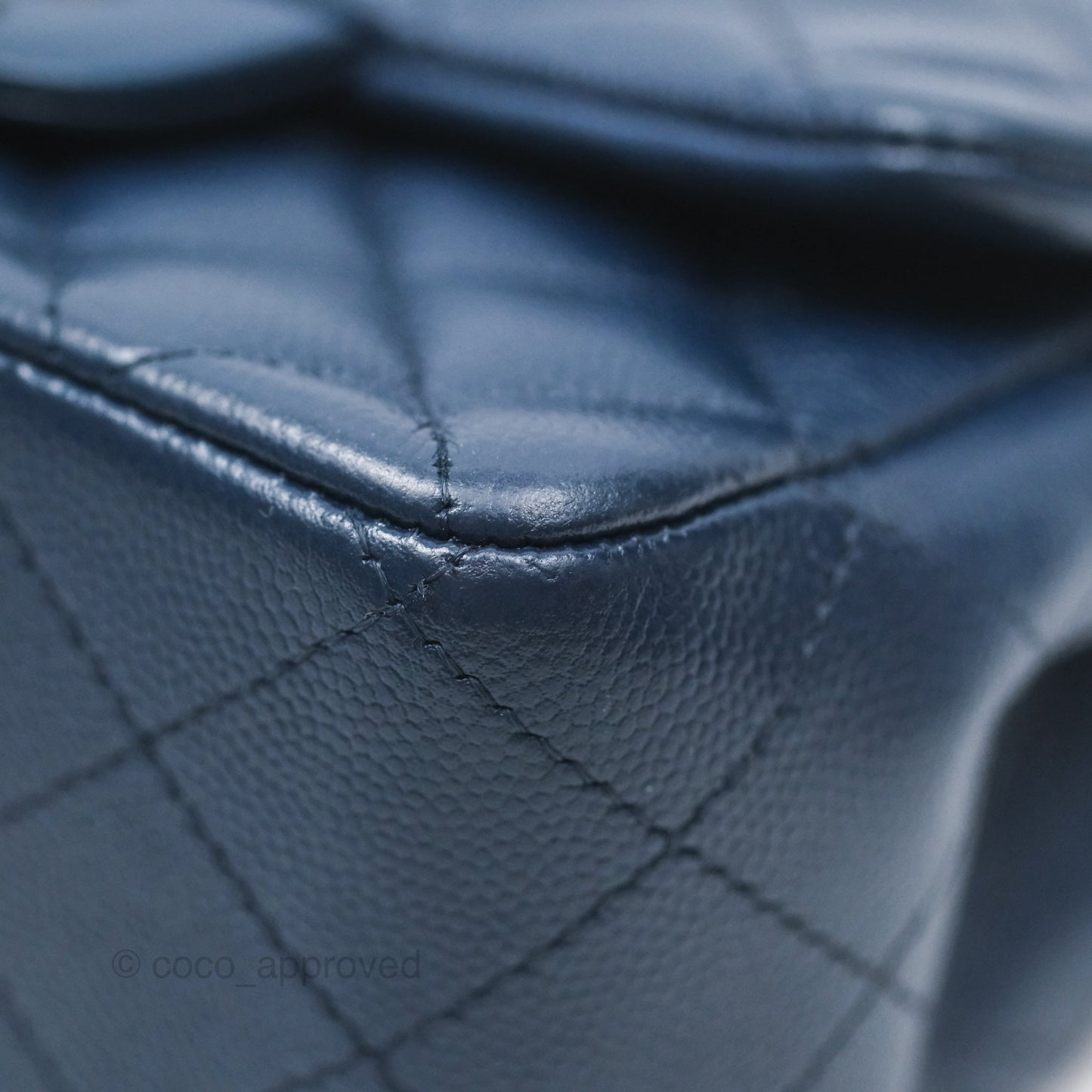 Chanel Mini Square Flap Quilted Navy Caviar Silver Hardware