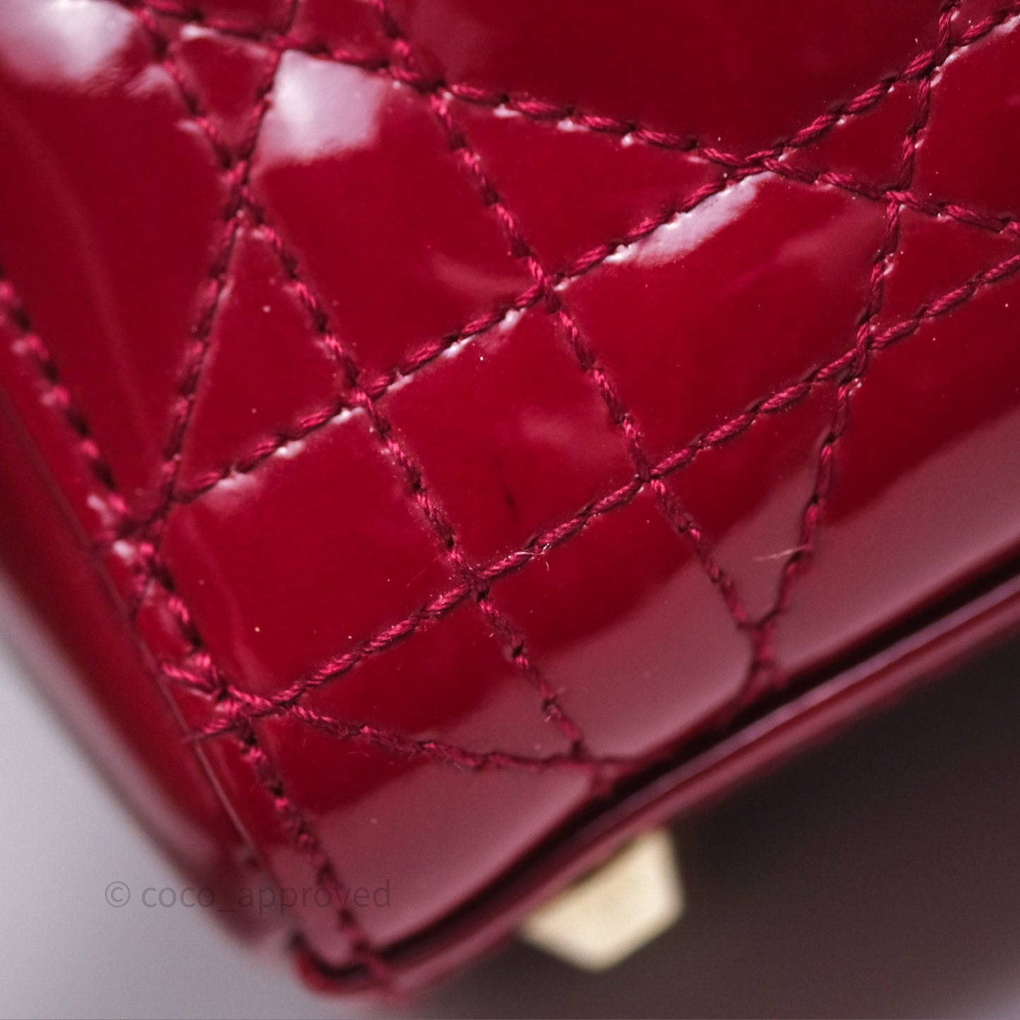 Christian Dior Mini Lady Dior Red Patent Cannage Gold Hardware