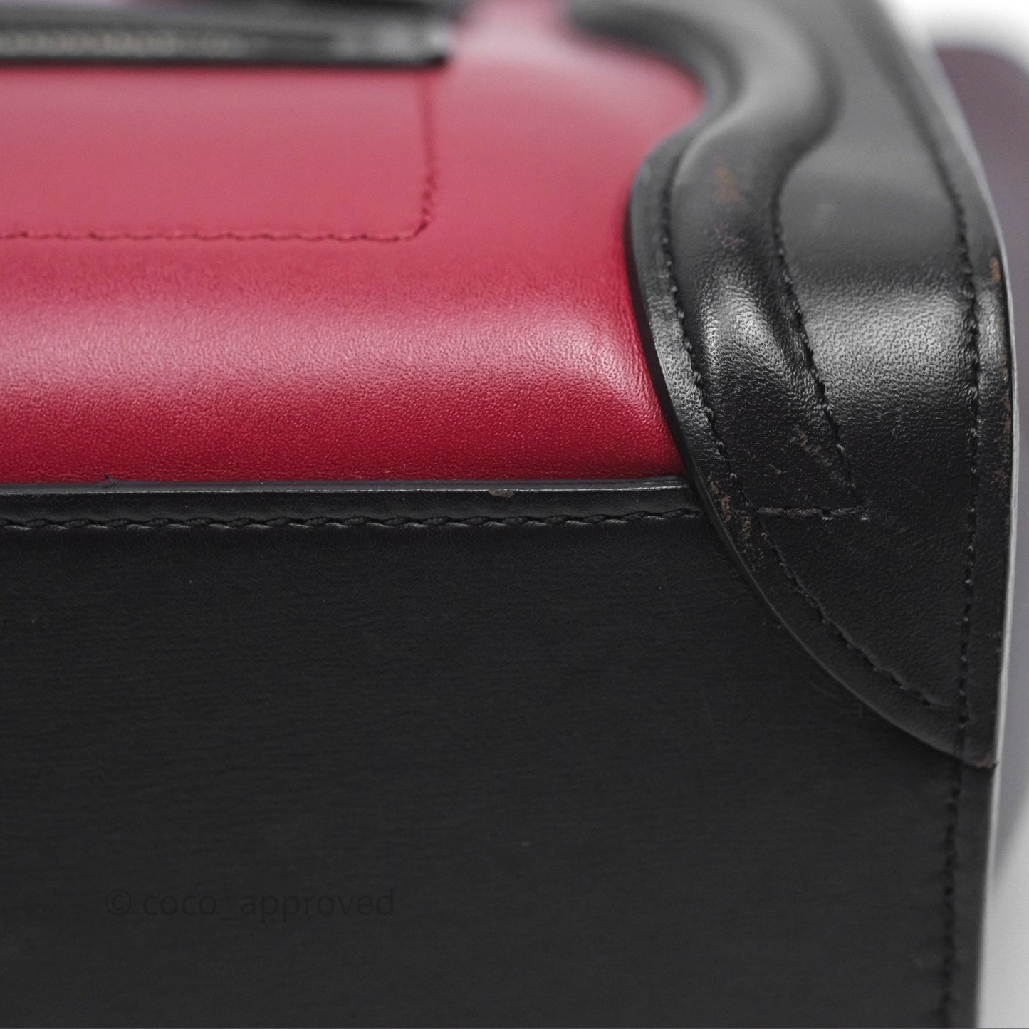 Celine Nano Luggage Satin Calfskin Gold Hardware Red/ Dark Brown