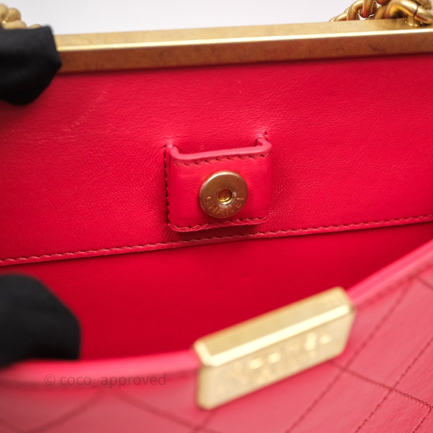 Chanel Small Coco Luxe Flap Bag Red Calfskin Aged Gold Hardware