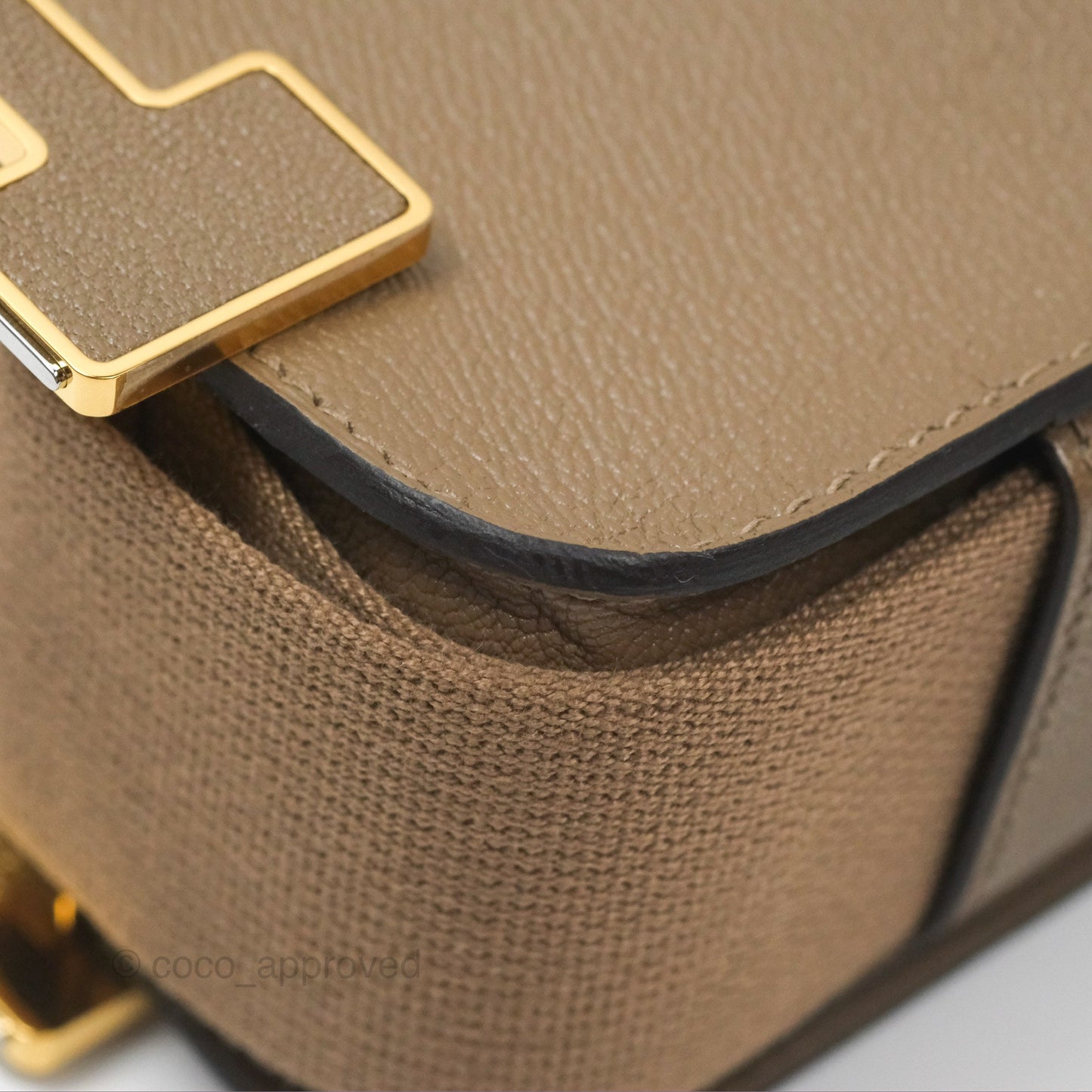 Hermès Geta Bag Etoupe Chevre Mysore Gold Hardware
