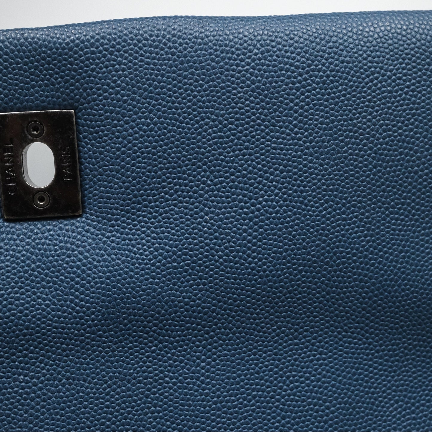 Chanel Medium Coco Handle Quilted Aged Caviar Dark Blue Ruthenium Hardware
