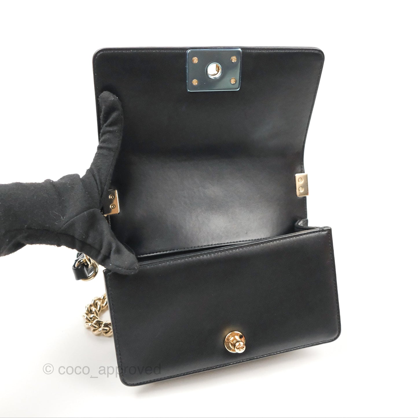 Chanel Small Boy Chevron Black Lambskin Gold Hardware