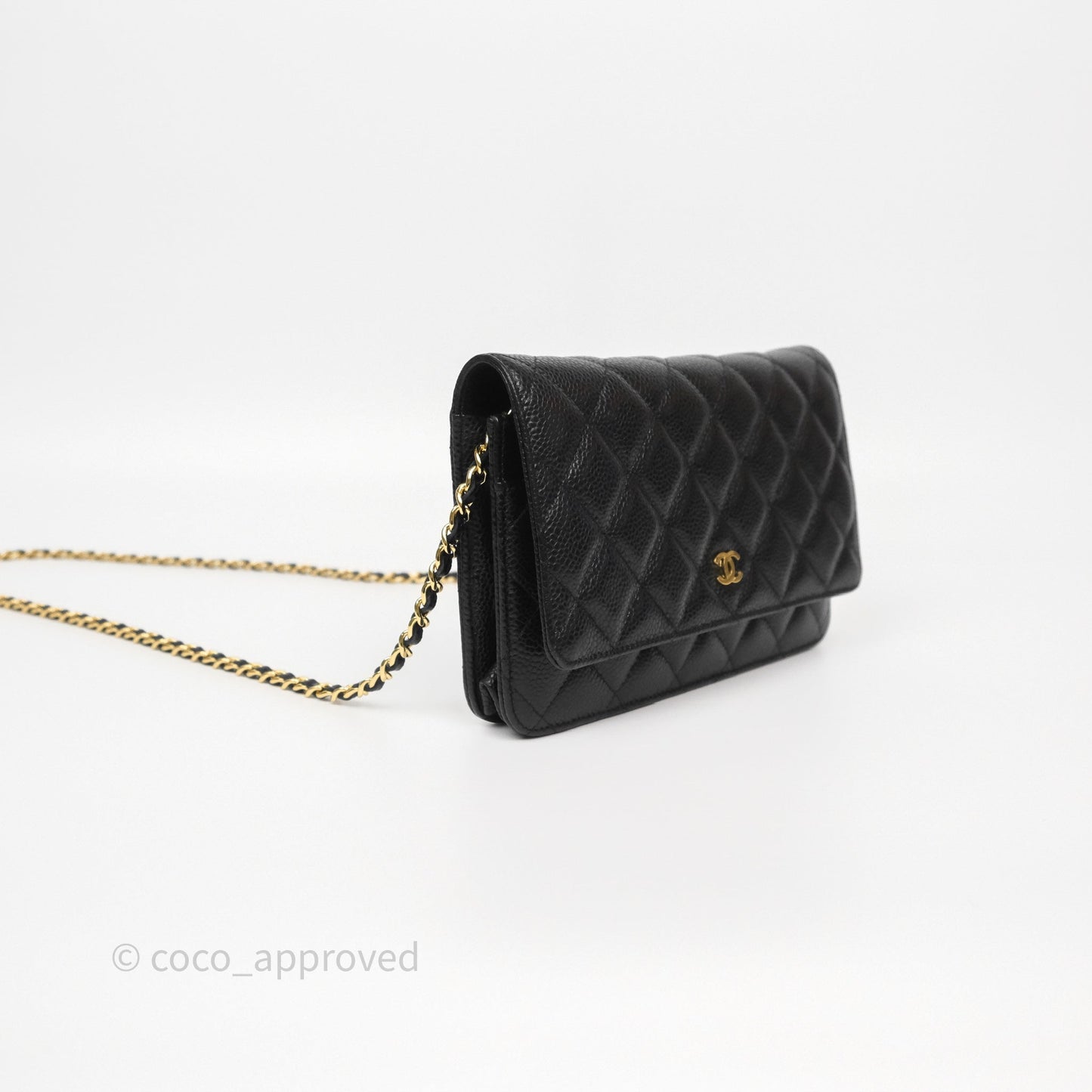 Chanel Classic Wallet On Chain WOC Quilted  Black Caviar Gold Hardware