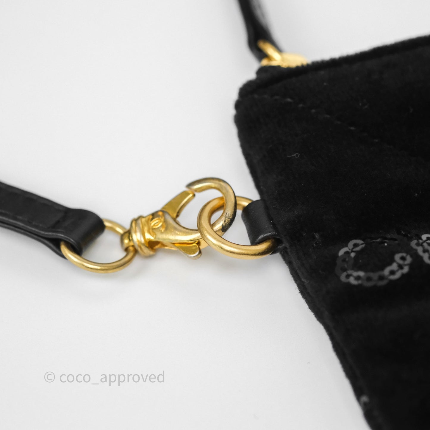 Chanel 22 Medium Sequins Logo Black Velvet