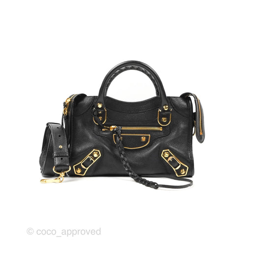 Balenciaga Classic Mini City Bag Black Grained Calfskin Gold Hardware