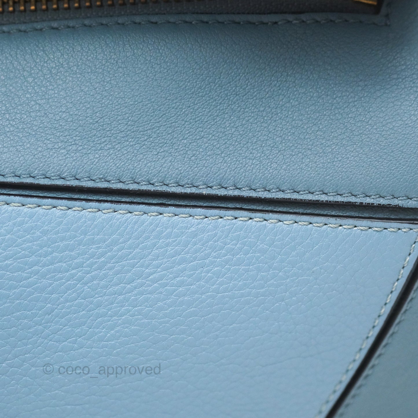 Loewe Small Puzzle Bag Blue Grained Calfskin Gold Hardware