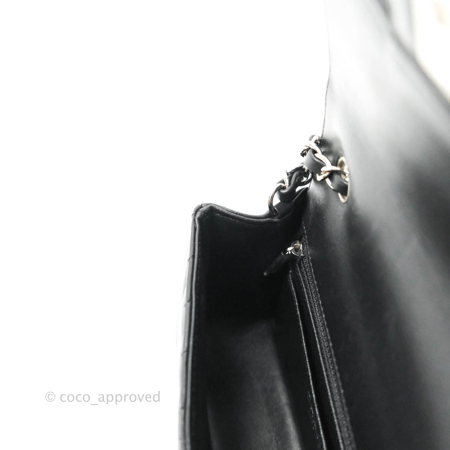 Chanel Classic Chevron Mini Rectangular Flap Black Lambskin Silver Hardware