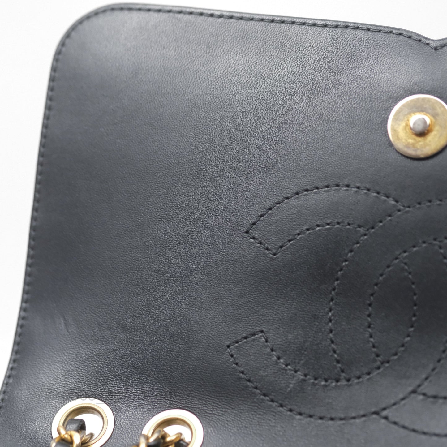 Chanel Small CC Filigree Flap Quilted Navy Black Caviar Aged Gold Hardware