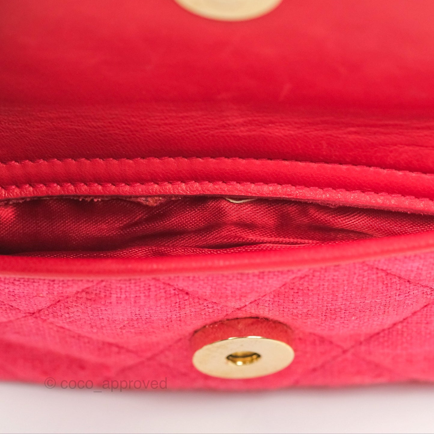Chanel Vintage Small Tassel Camera Bag Dark Pink Canvas Gold Hardware