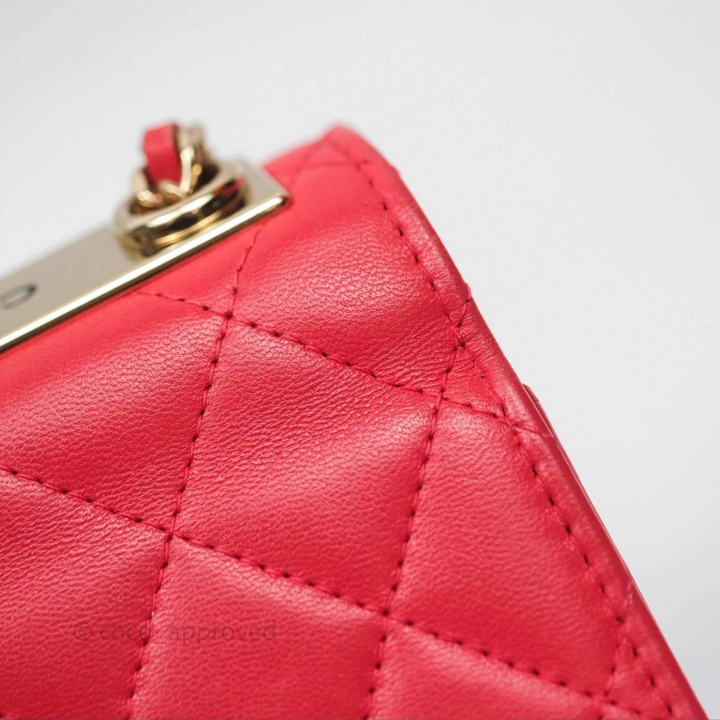 Chanel Mini Quilted Trendy CC Clutch With Chain Red Lambskin Gold Hardware
