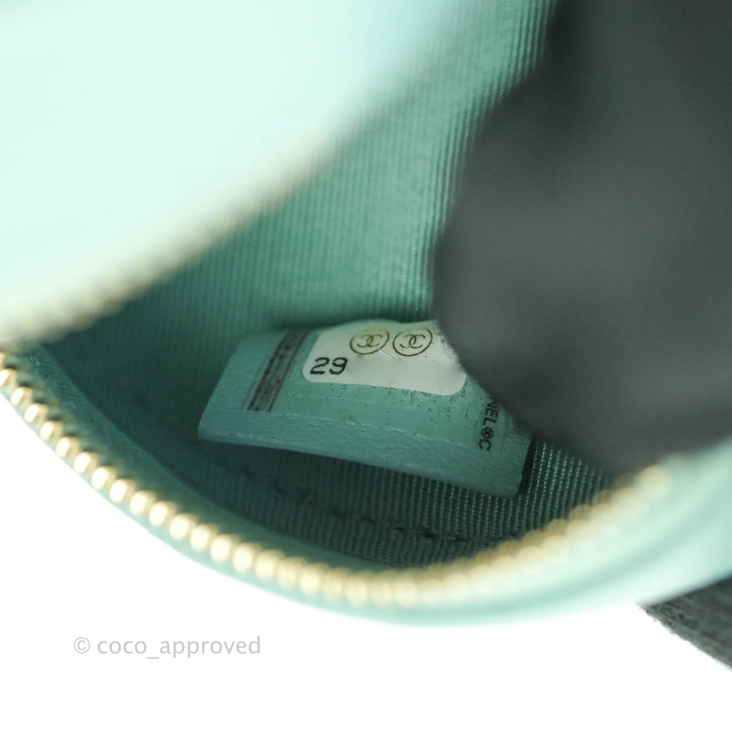Chanel Classic Quilted Round Clutch With Chain Tiffany Blue Caviar Gold Hardware