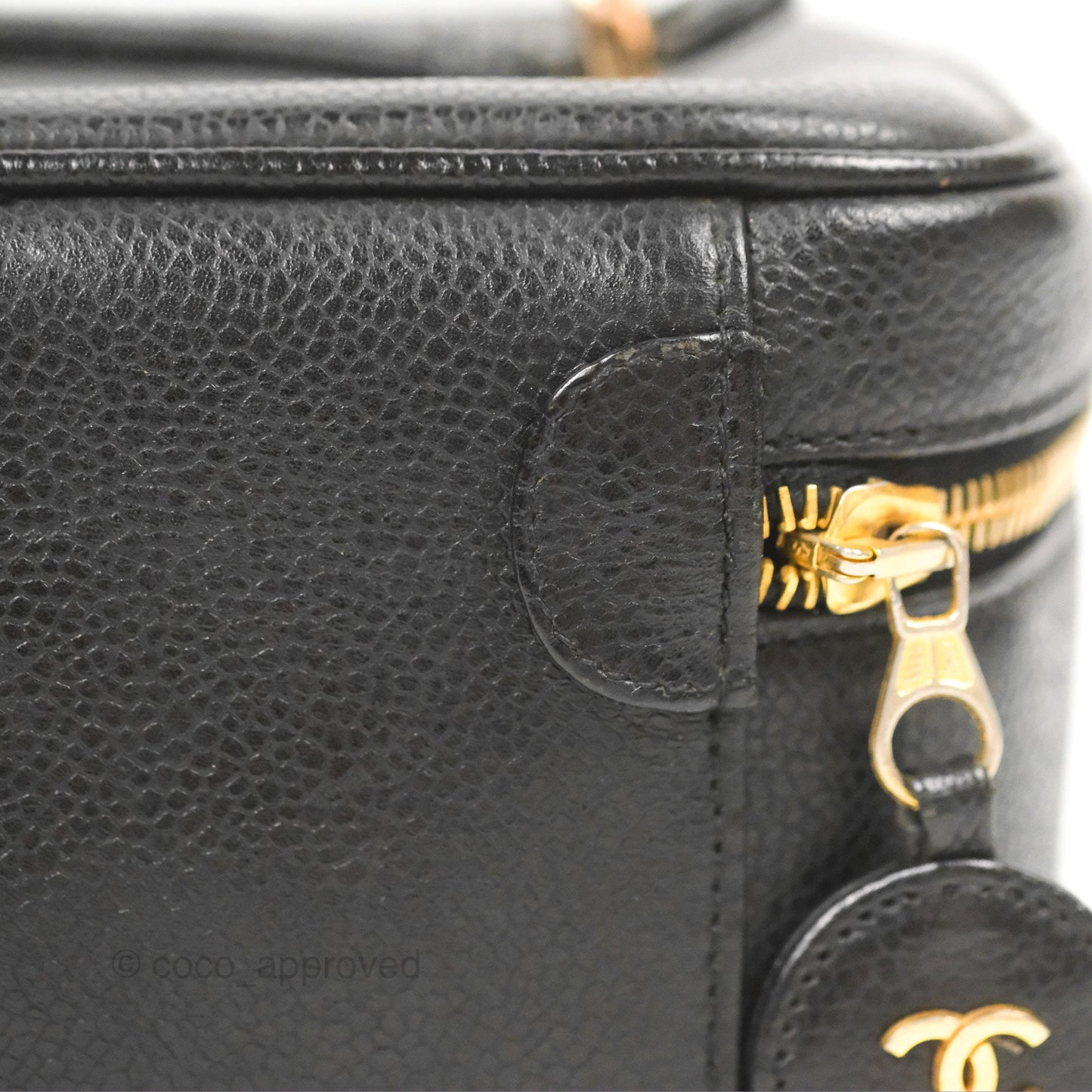 Chanel Vintage Vanity Case Black Caviar Gold Hardware