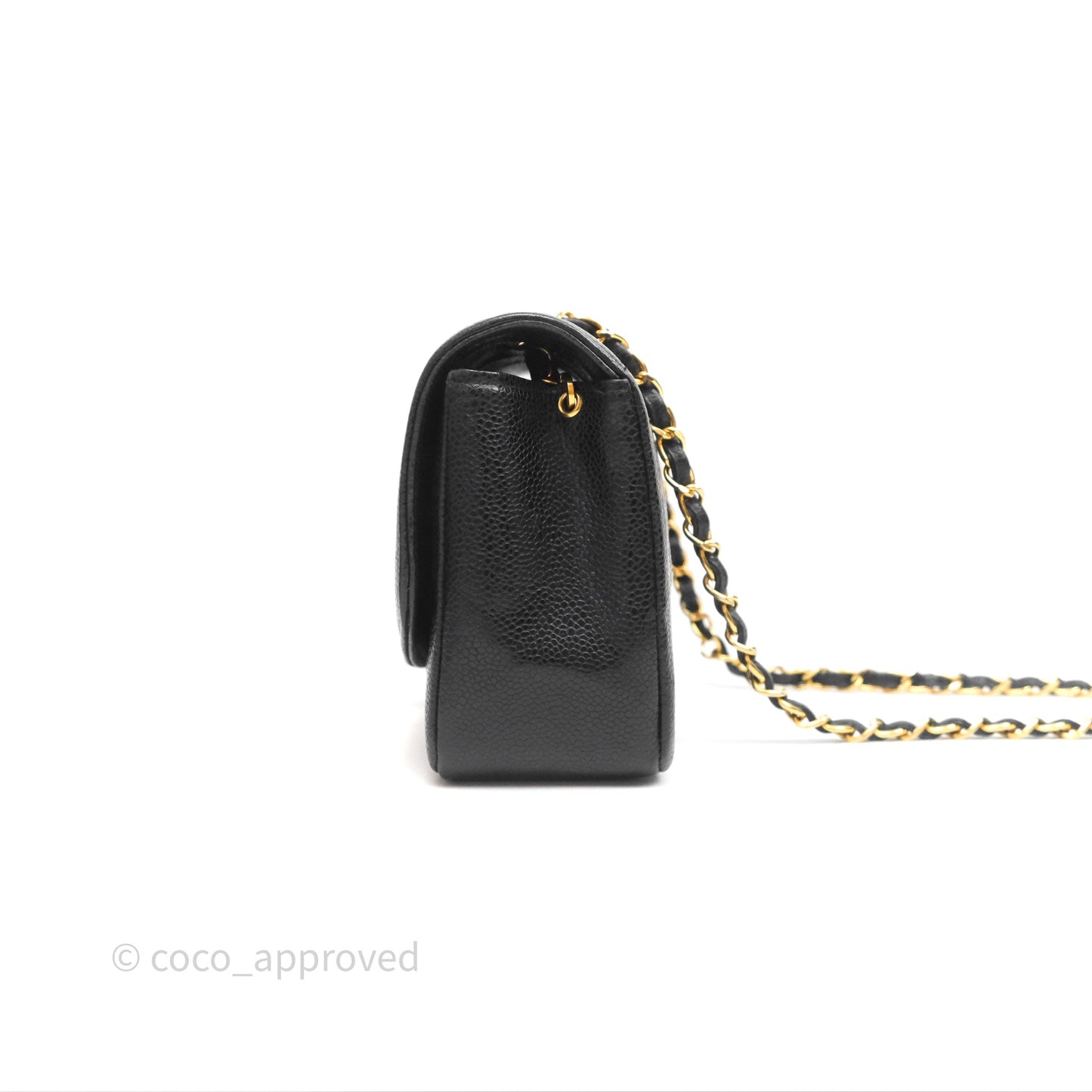 Chanel Small Vintage Quilted Classic Diana Flap Bag Black Caviar 24K Gold Hardware