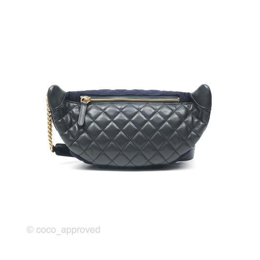 Chanel Paris Hamburg Charms Belt Bag Navy Wool Lambskin