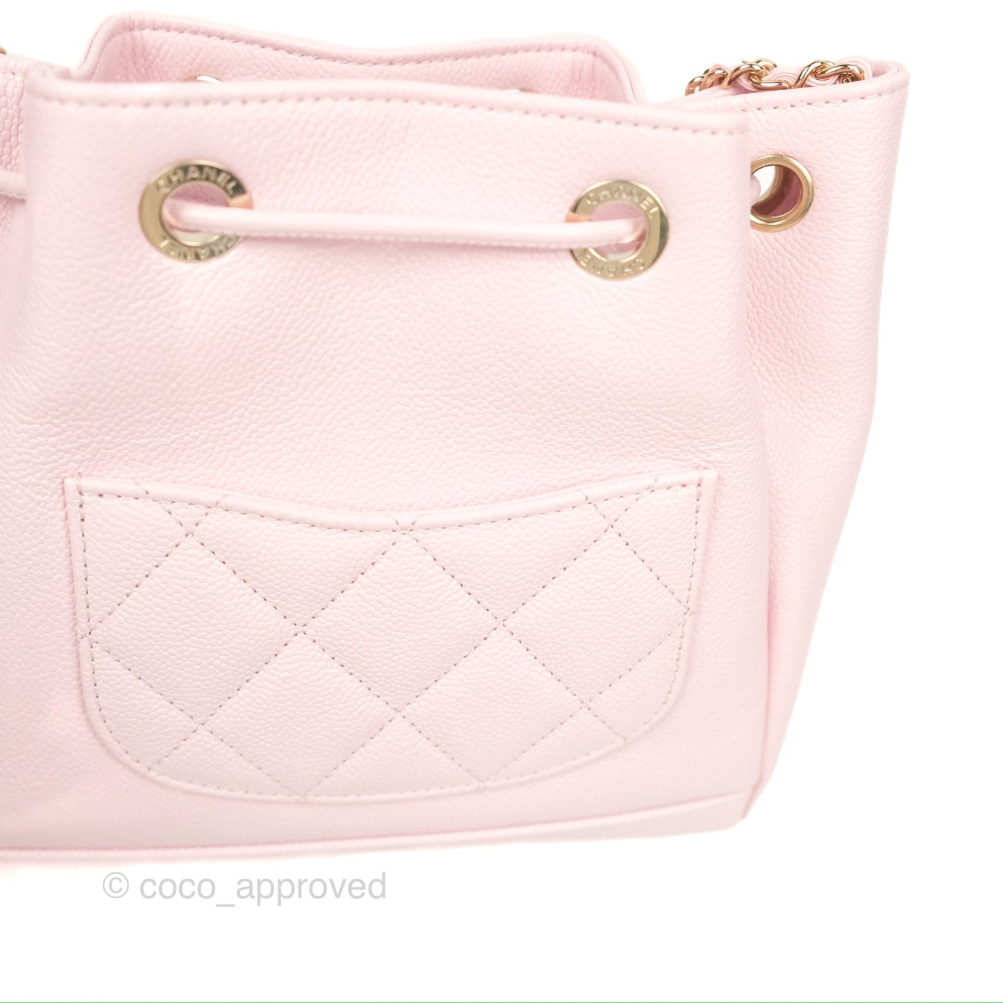 Chanel Business Affinity Drawstring Bucket Bag Light Pink Caviar Gold Hardware