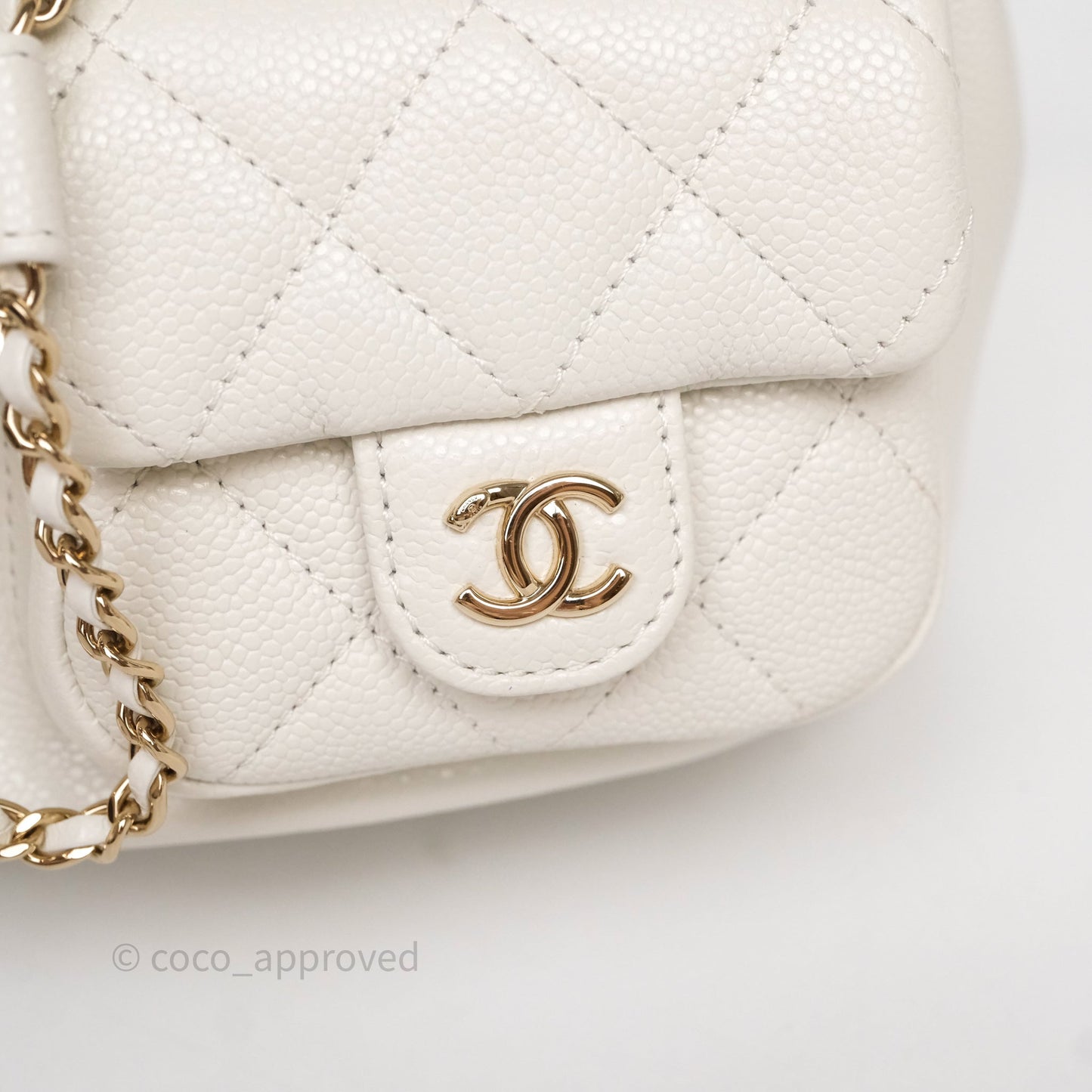 Chanel Duma Backpack Medium White Caviar Gold Hardware