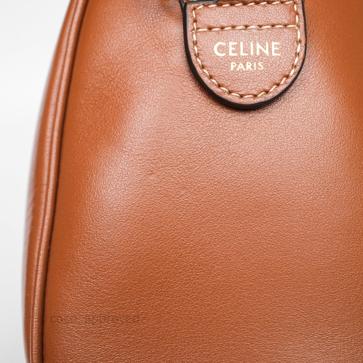 Celine Small Boston Bag Tan Calfskin Gold Hardware
