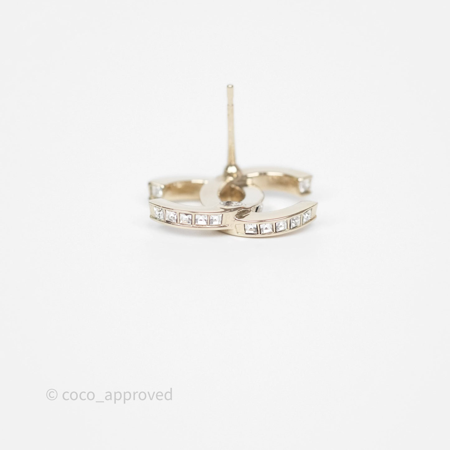 Chanel Crystal CC Earrings Gold Tone 24V