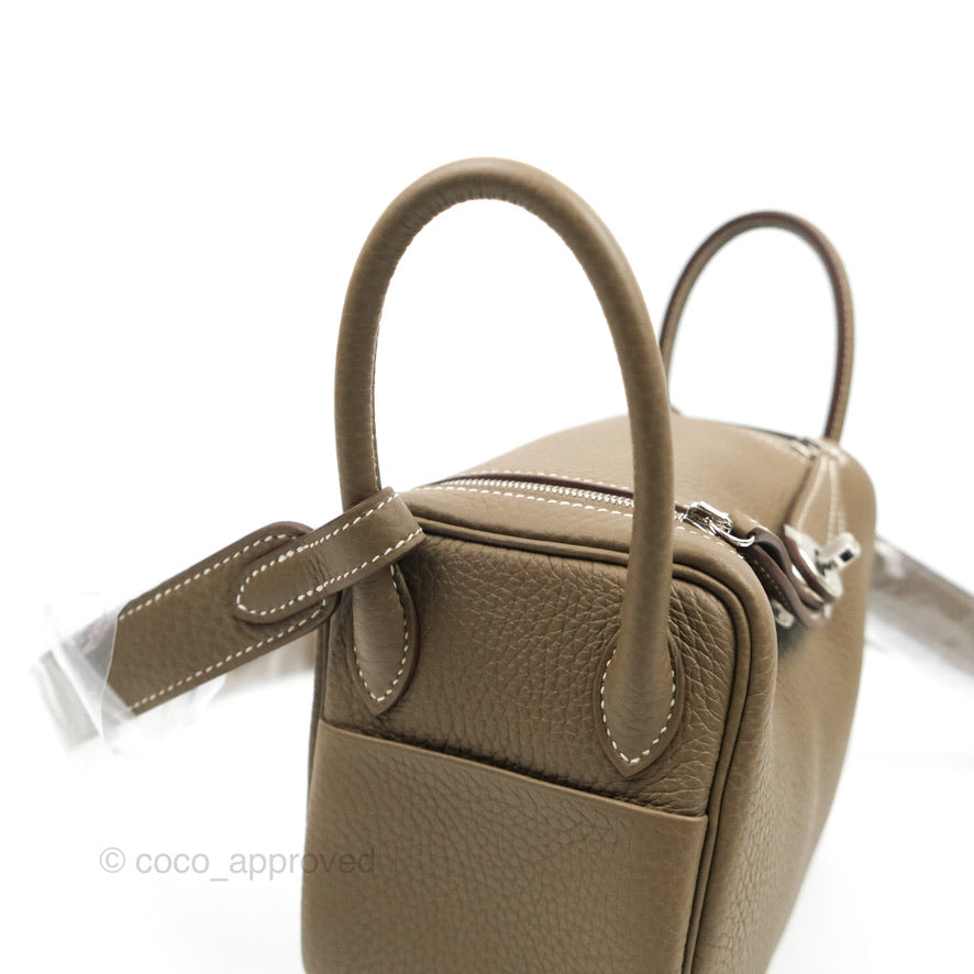Hermès Mini Lindy 20 Etoupe Clemence Silver Hardware