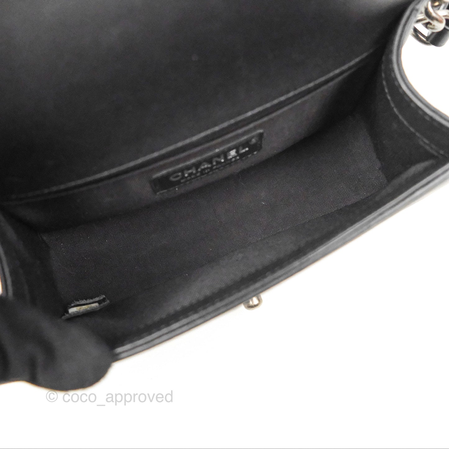 Chanel Small Boy Black Calfskin Ruthenium Hardware