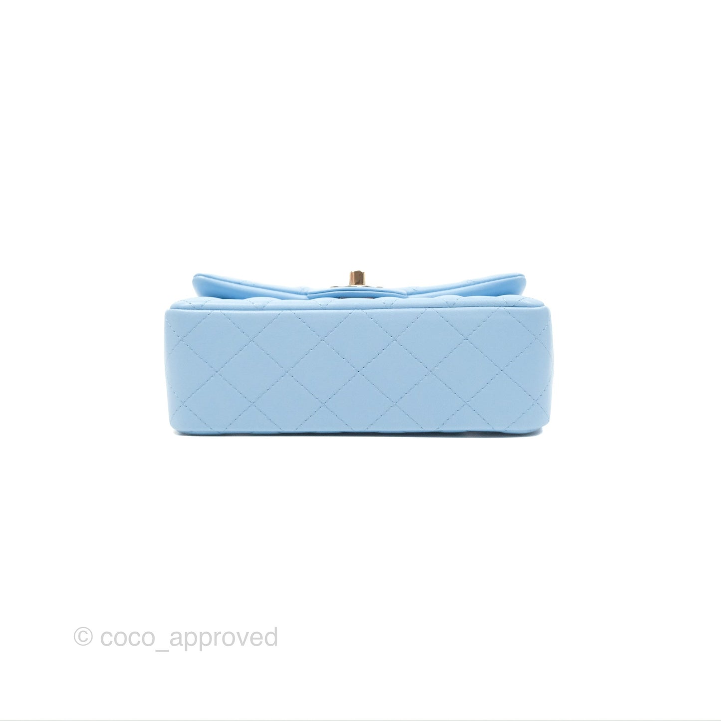 Chanel Quilted Mini Rectangular Flap Light Blue Lambskin Gold Hardware