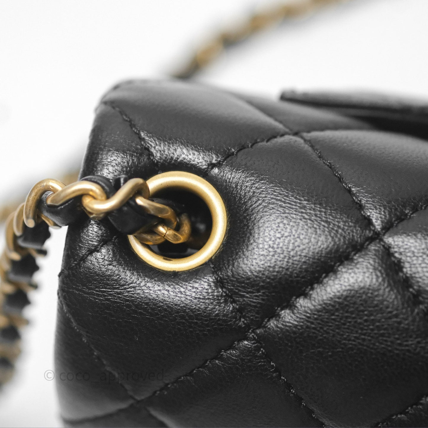 Chanel Mini Rectangular Pearl Crush Quilted Black Lambskin Aged Gold Hardware