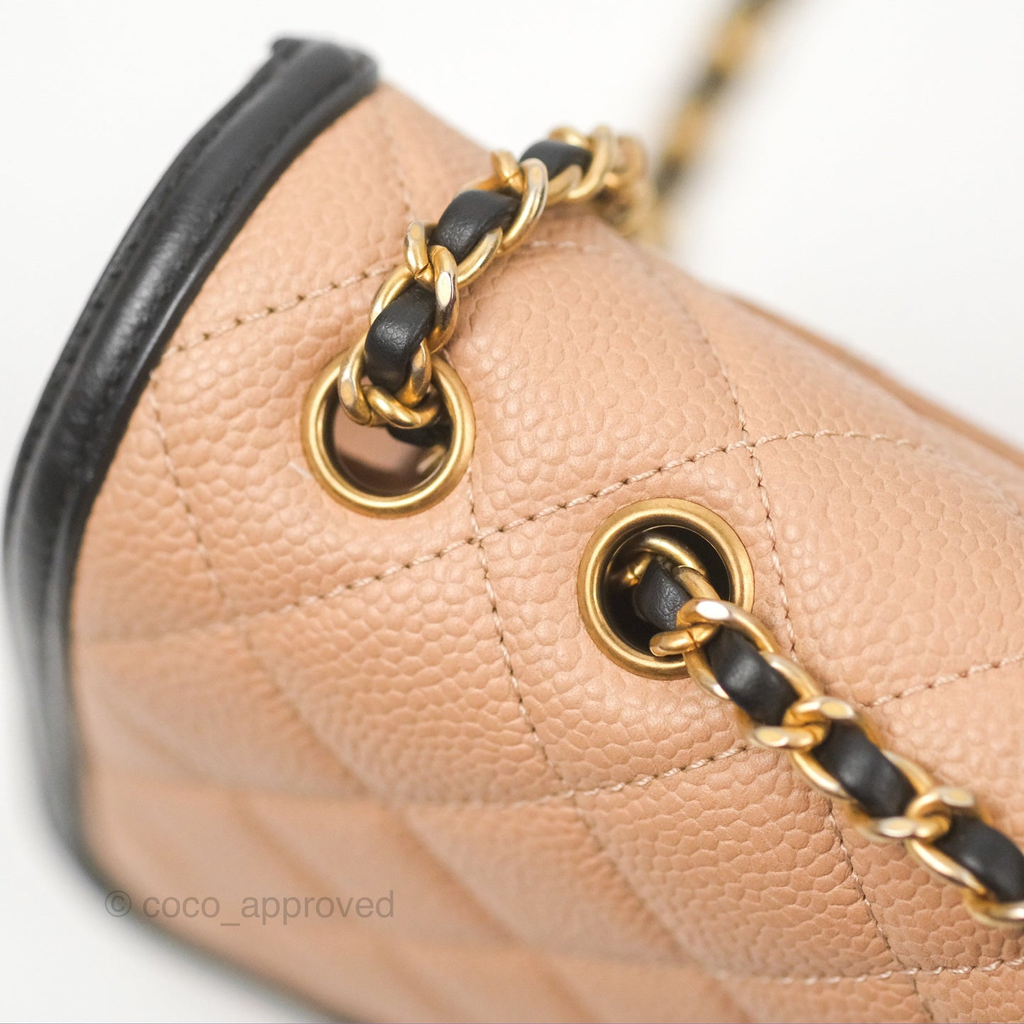 Chanel Quilted Small CC Filigree Flap Beige Black Caviar