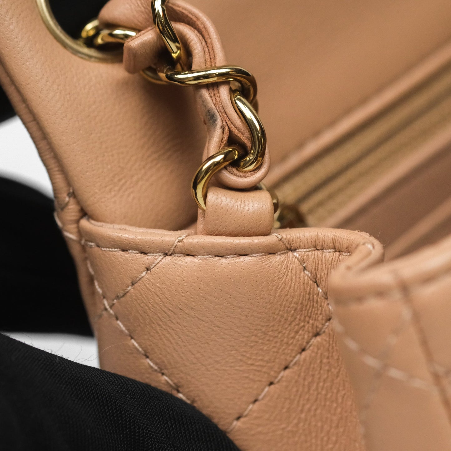 Chanel Mini Square Flap Quilted Beige Lambskin Gold Hardware