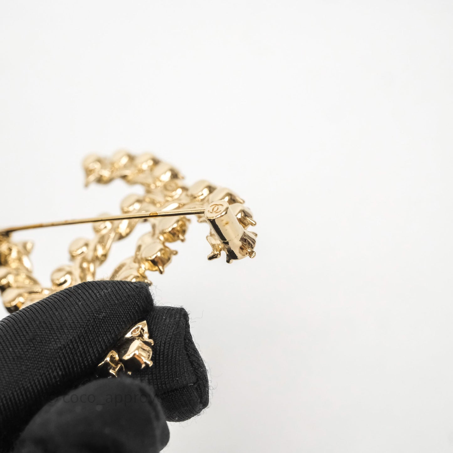 Chanel Crystal CC Brooch Gold Tone 21C