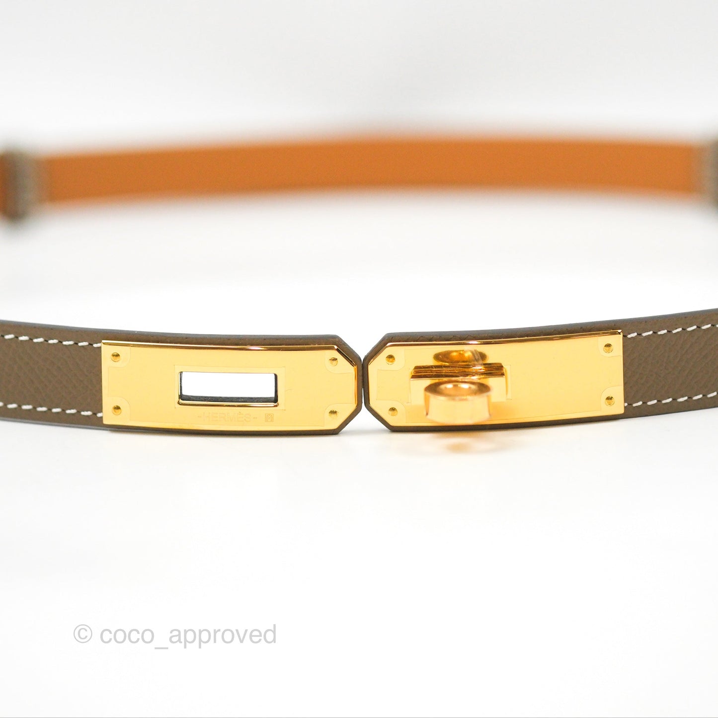 Hermès Kelly Buckle Belt Etoupe Epsom Gold Hardware