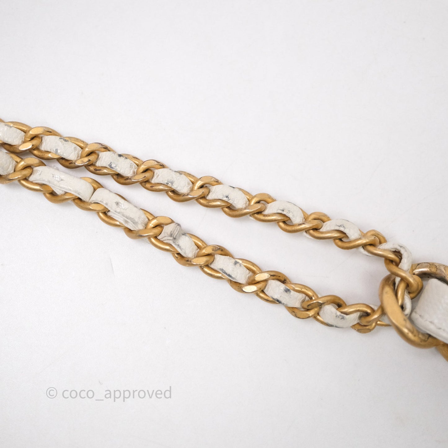 Chanel Mini Flap White Caviar Bag Double Chain Gold Hardware