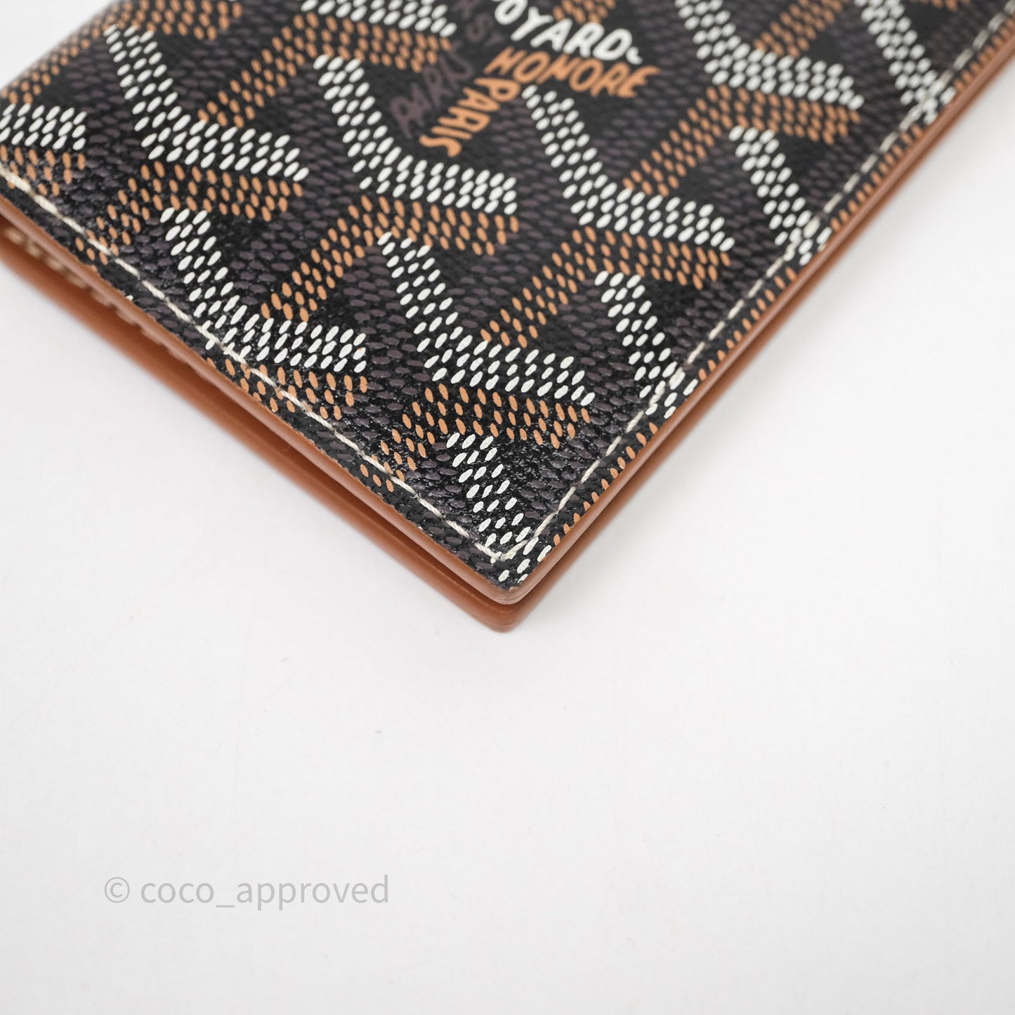 Goyard Saint Pierre Card Wallet Black/ Tan Goyardine
