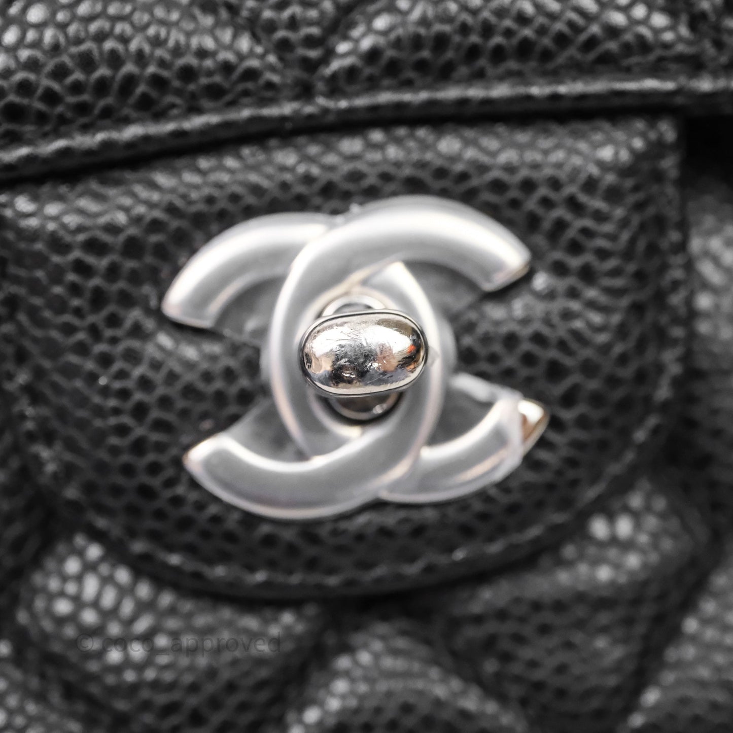 Chanel Classic M/L Medium Flap Quilted Black Caviar Silver Hardware