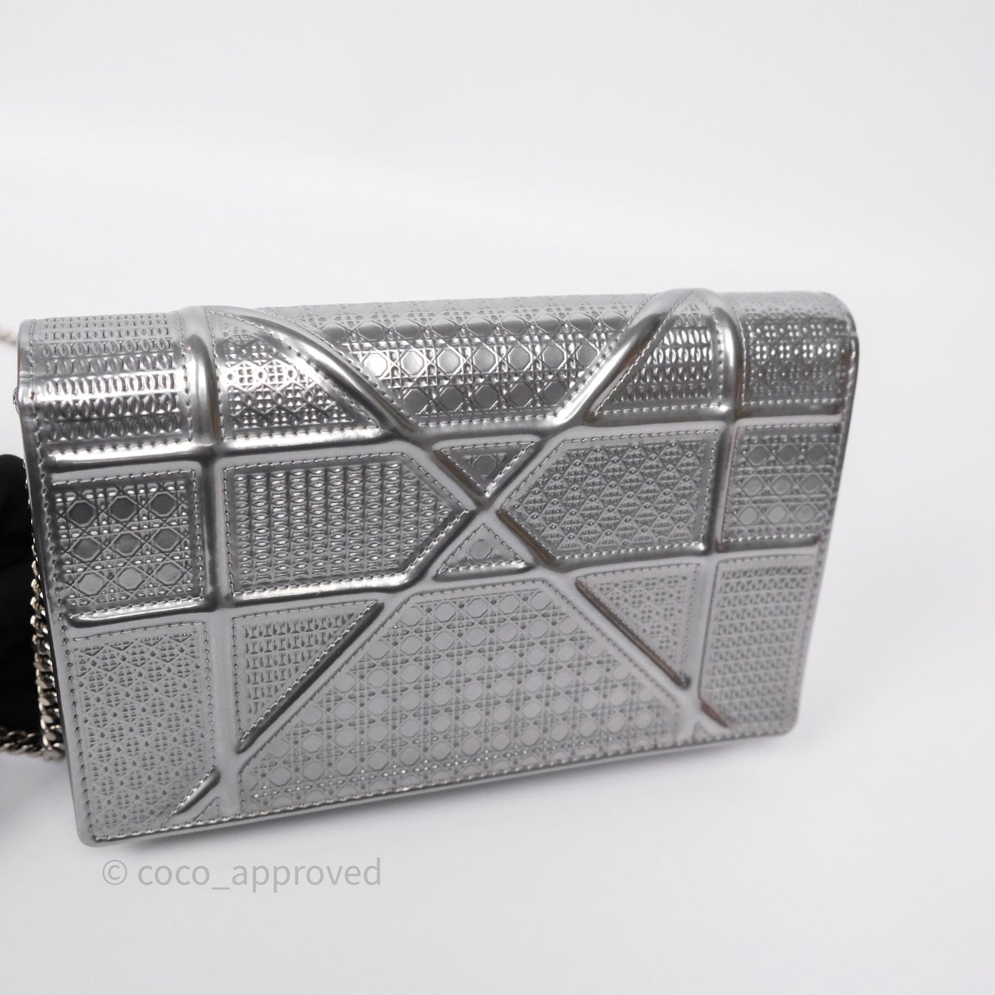 Christian Dior Diorama Wallet on Chain Metallic Silver