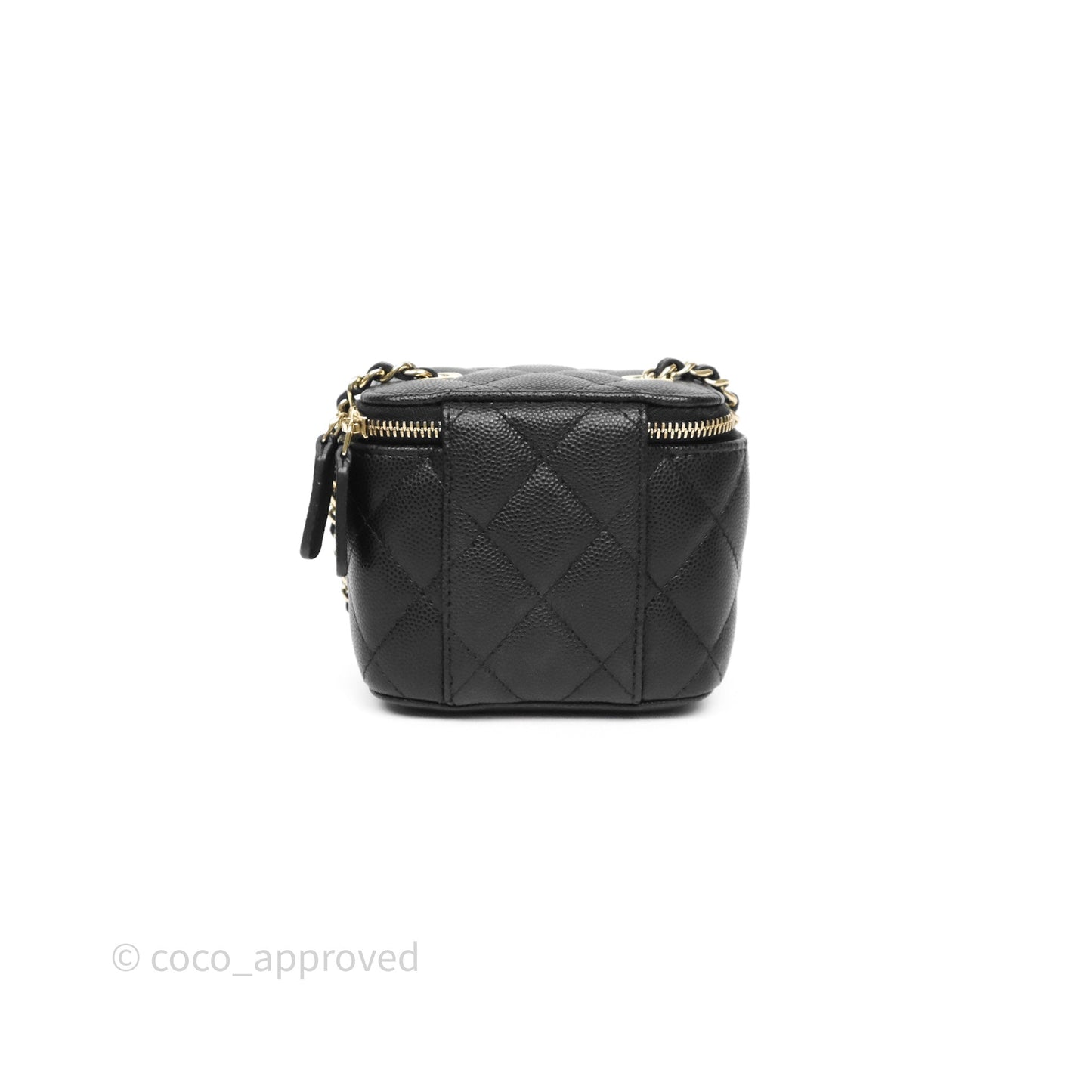 Chanel Mini Vanity With Chain Black Caviar Gold Hardware