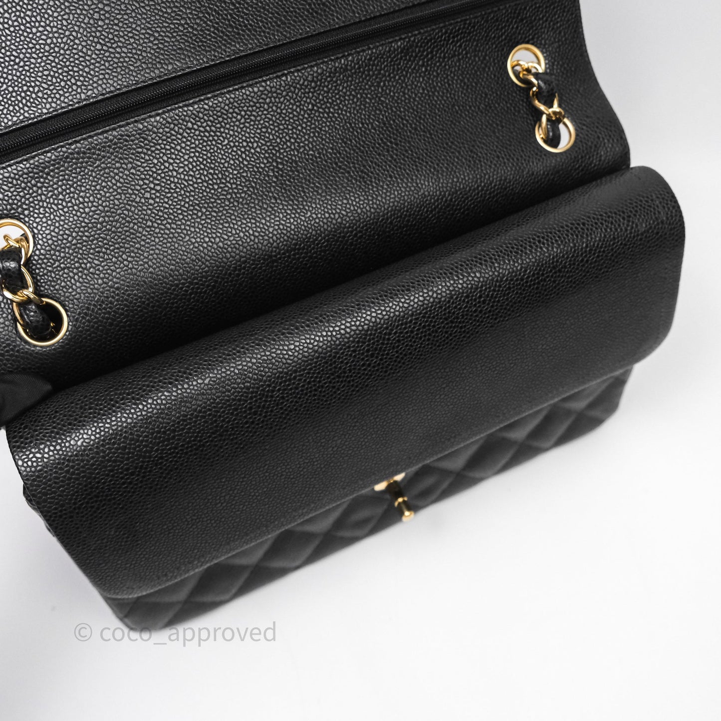 Chanel Jumbo Double Flap Black Caviar Gold Hardware⁣⁣