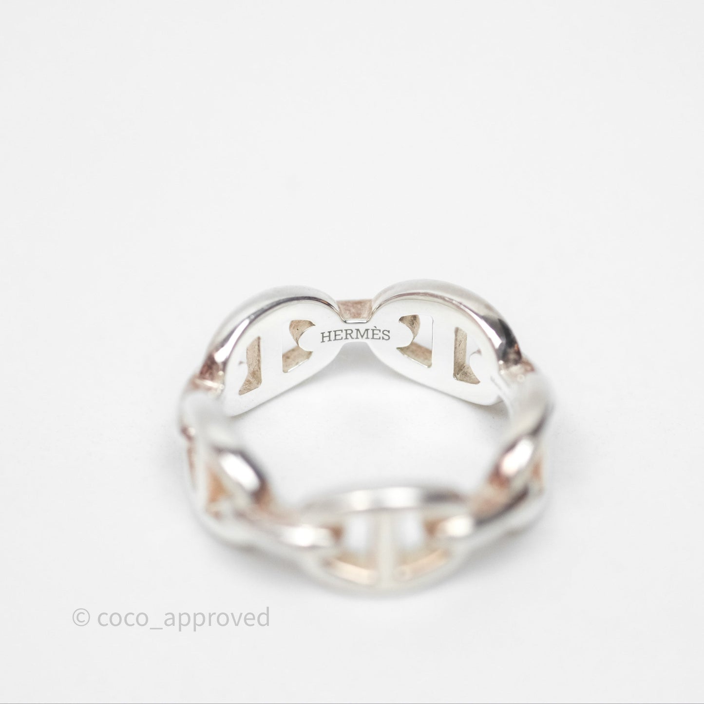 Hermès Sterling Silver PM Chaine d'Ancre Enchainee Band Ring 54