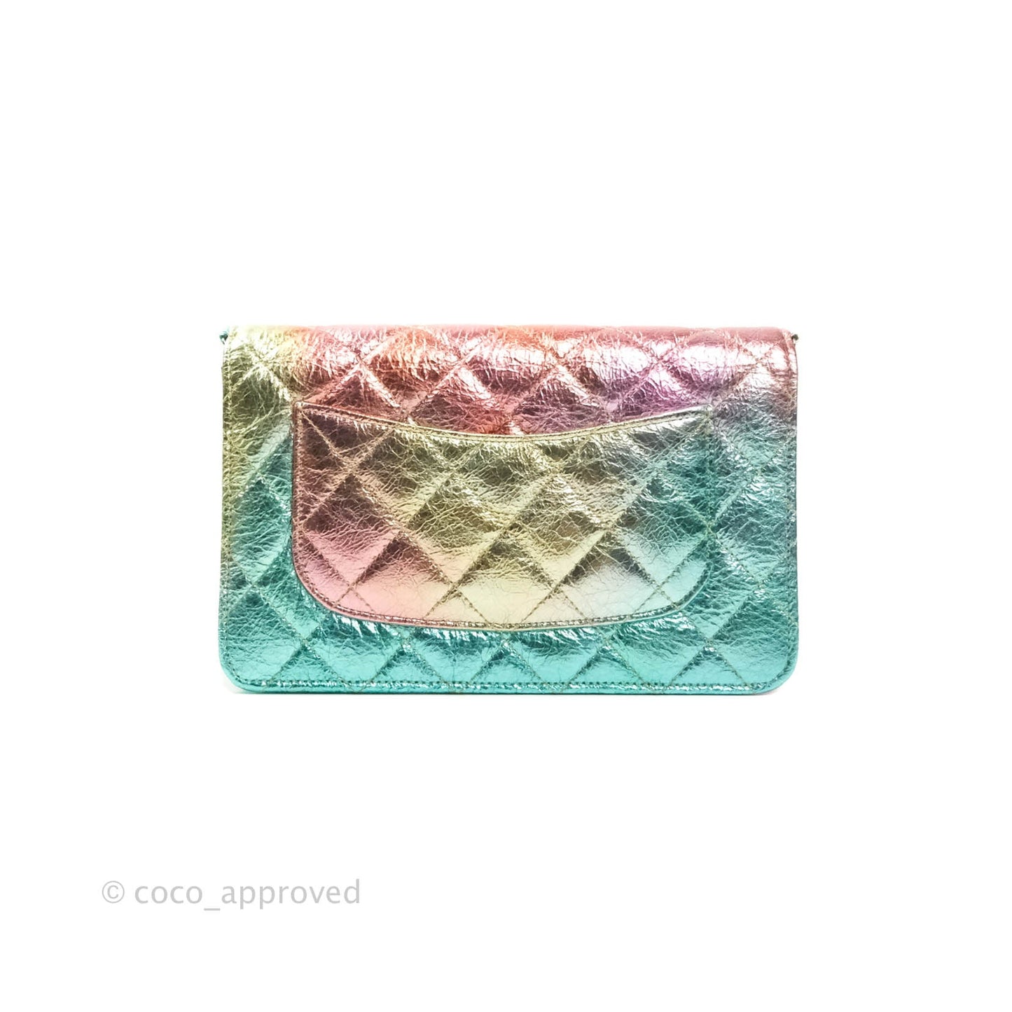 Chanel Quilted Reissue Wallet On Chain WOC Metallic Rainbow Aged Calfskin Gold Hardware