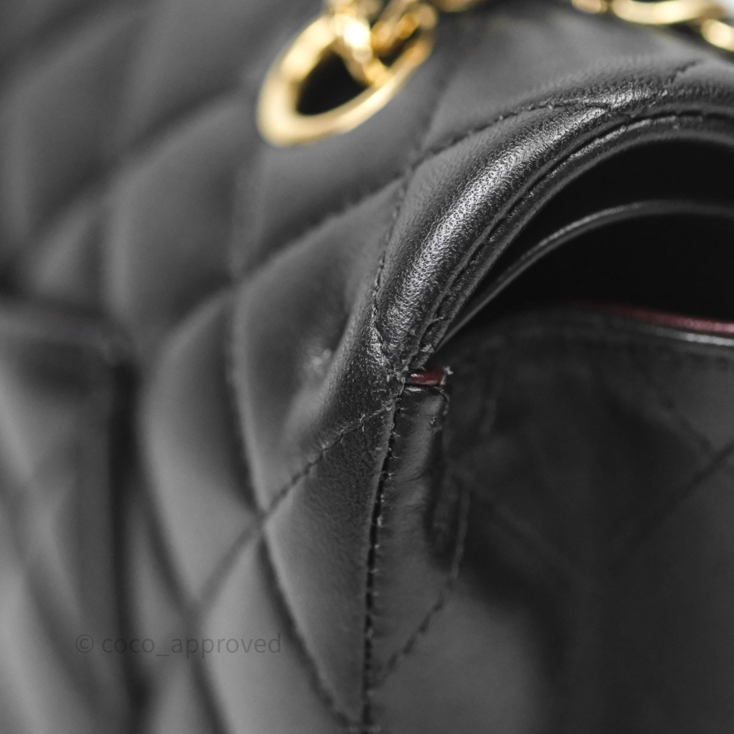 Chanel Classic M/L Medium Flap Quilted Black Lambskin Gold Hardware