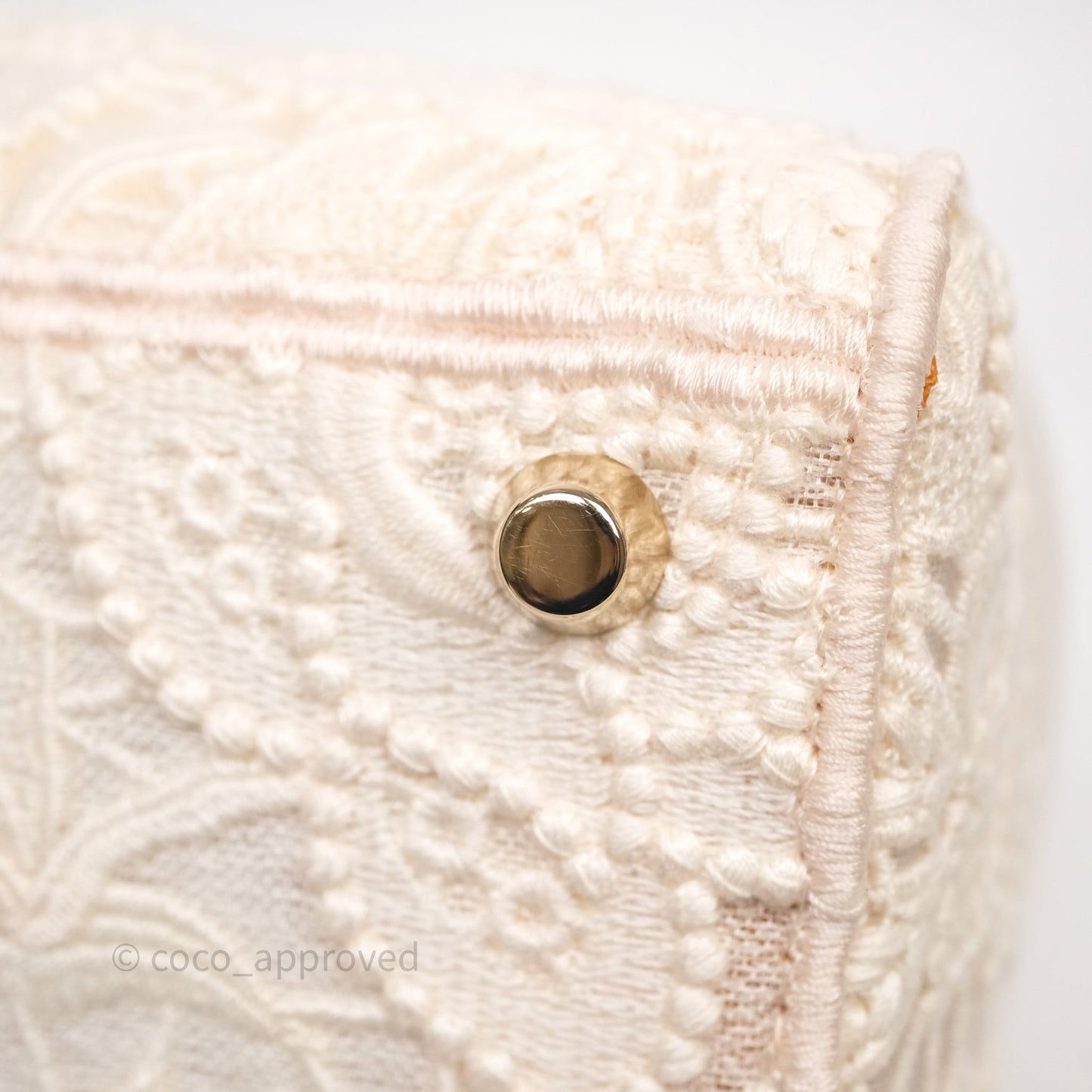 Christian Dior Lace Medium Lady Dior Ivory White Gold Hardware